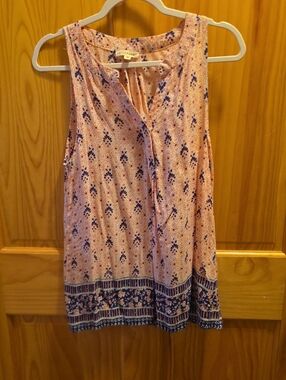 Artisan Ny Pink Floral Border Sleeveless Camisole